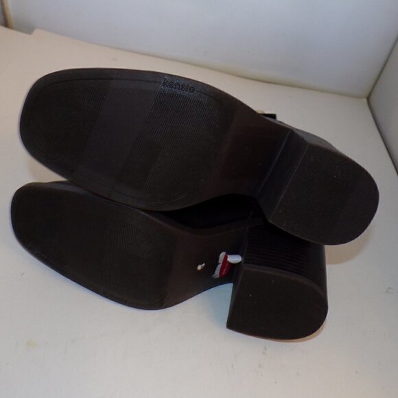 Kensie Karmela Stacked Heel Booties Faux Black Leather Studded Belt Size 10 New - Picture 5 of 5